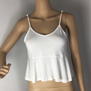 🌛NWOT white peplum tank w adjustable straps